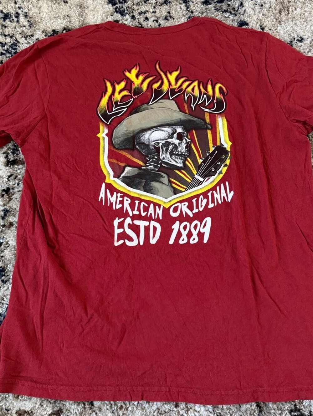 Lee Jeans Skull Cowboy American Original Tee XL Red